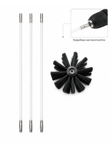 Pellettitakan lasin puhdistusharja | 120 cm | 3-osainen